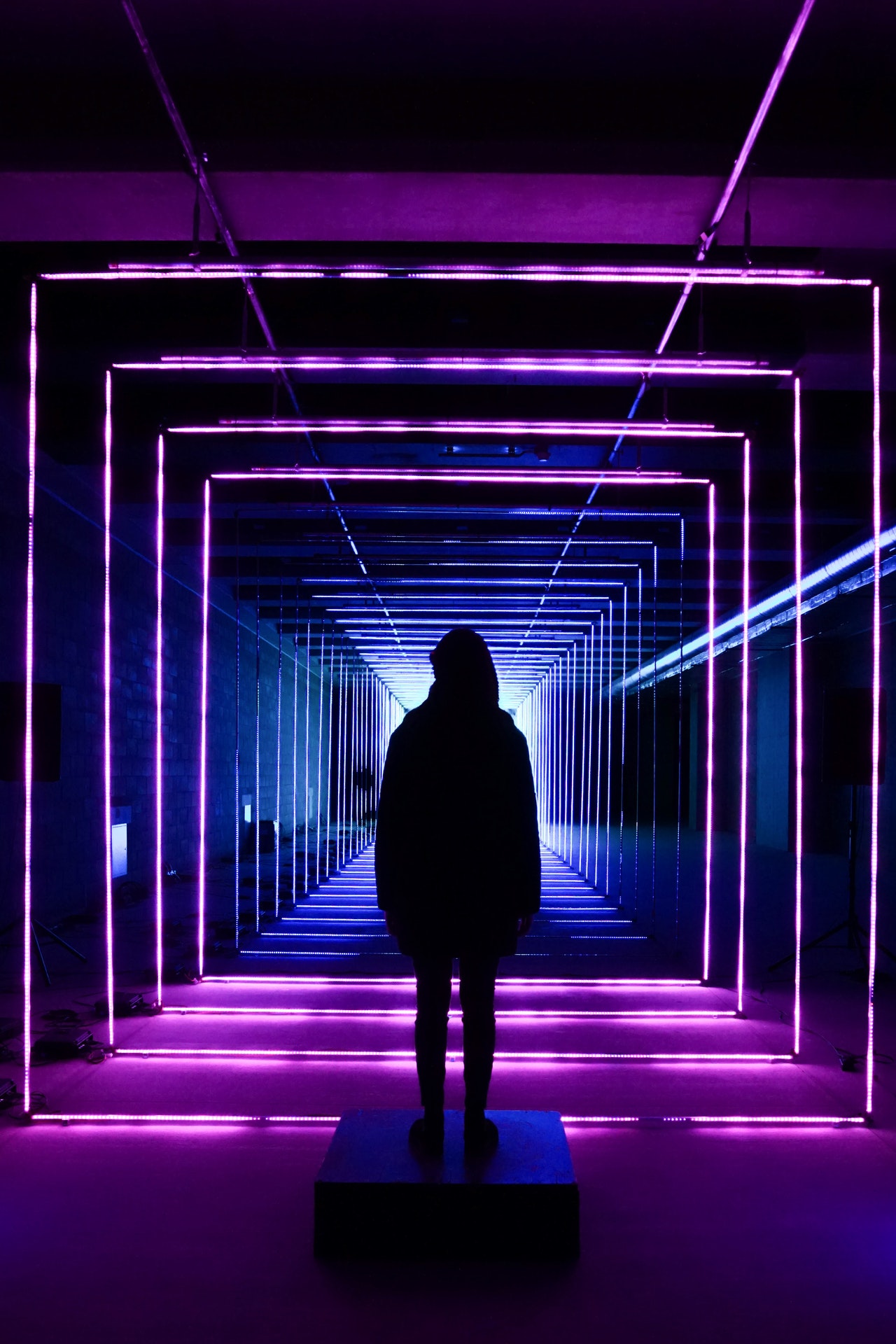 silhouette-photo-of-person-standing-in-neon-lit-hallway